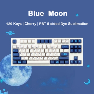 GMK Blue Moon 104+25 PBT Dye-subbed Keycaps Set Cherry Profile for MX Switches Mechanical Gaming Keyboard